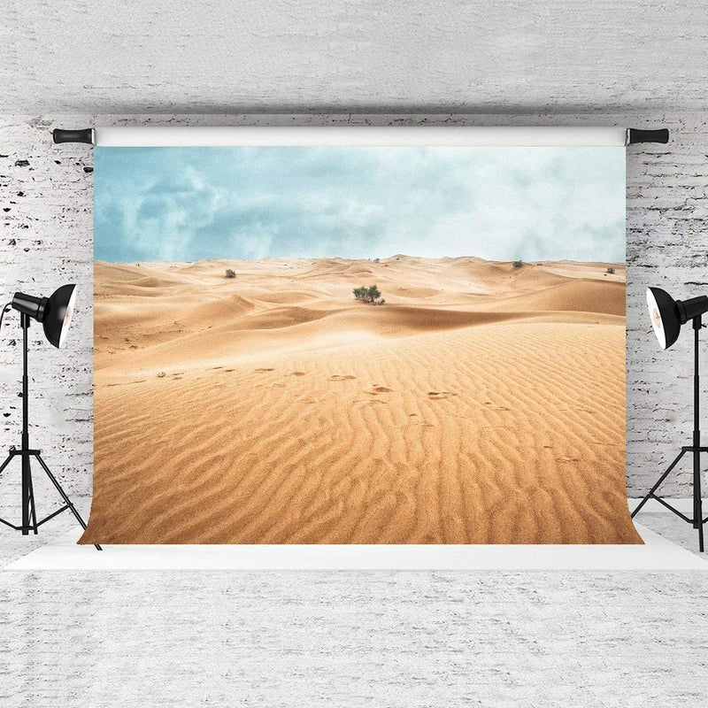 SSCSTS STS 9x6ft Desert Landscape Photography Backdrop Sand Dunes Sparse Green Shrub Plant Trees Blue Sky Natural Scenery Background BJZYSS23 - Image 3